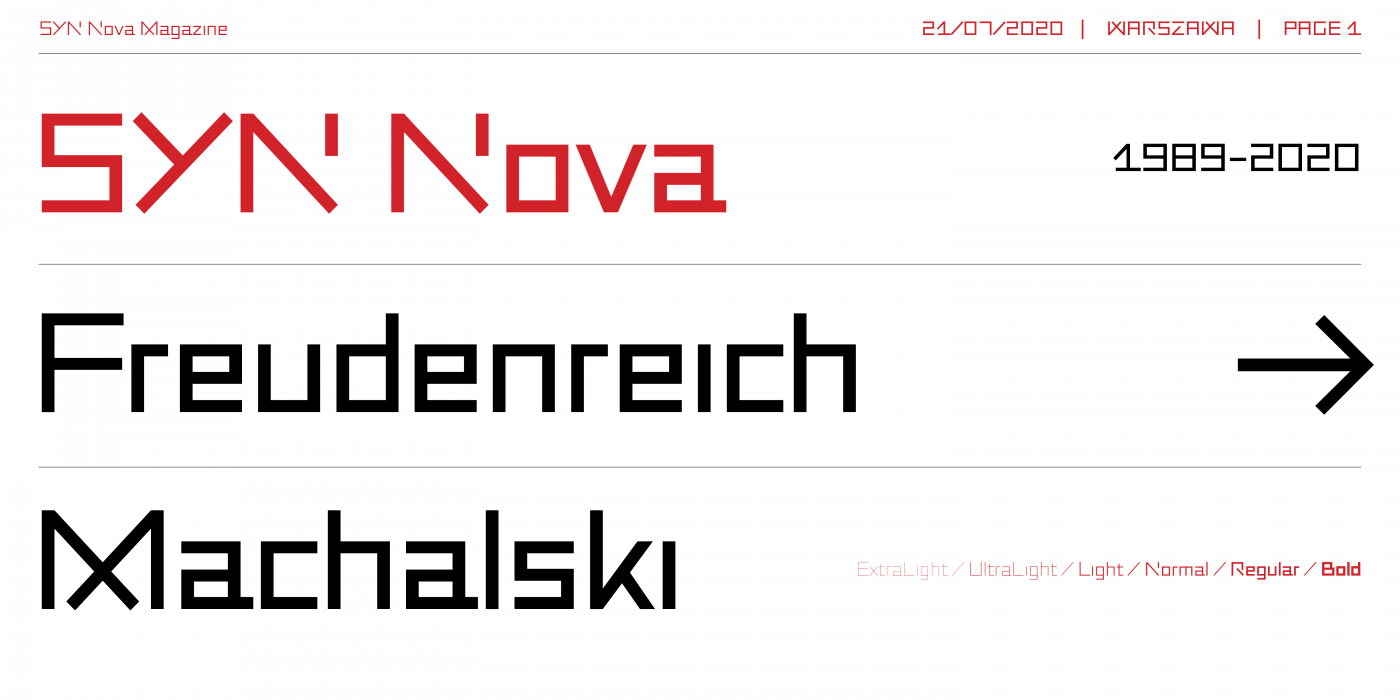 SYN Nova Complete Family character specimen 1